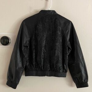 Alice and Olivia Crop Lamb Leather jacket XS